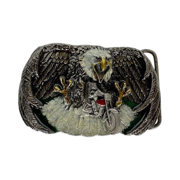 Vintage Bald Eagle and Motorcycle Belt Buckle
