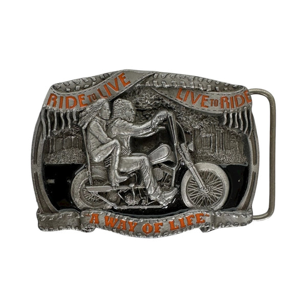 Vintage Ride to Live, Live to Ride Motorcycle Belt Buckle
